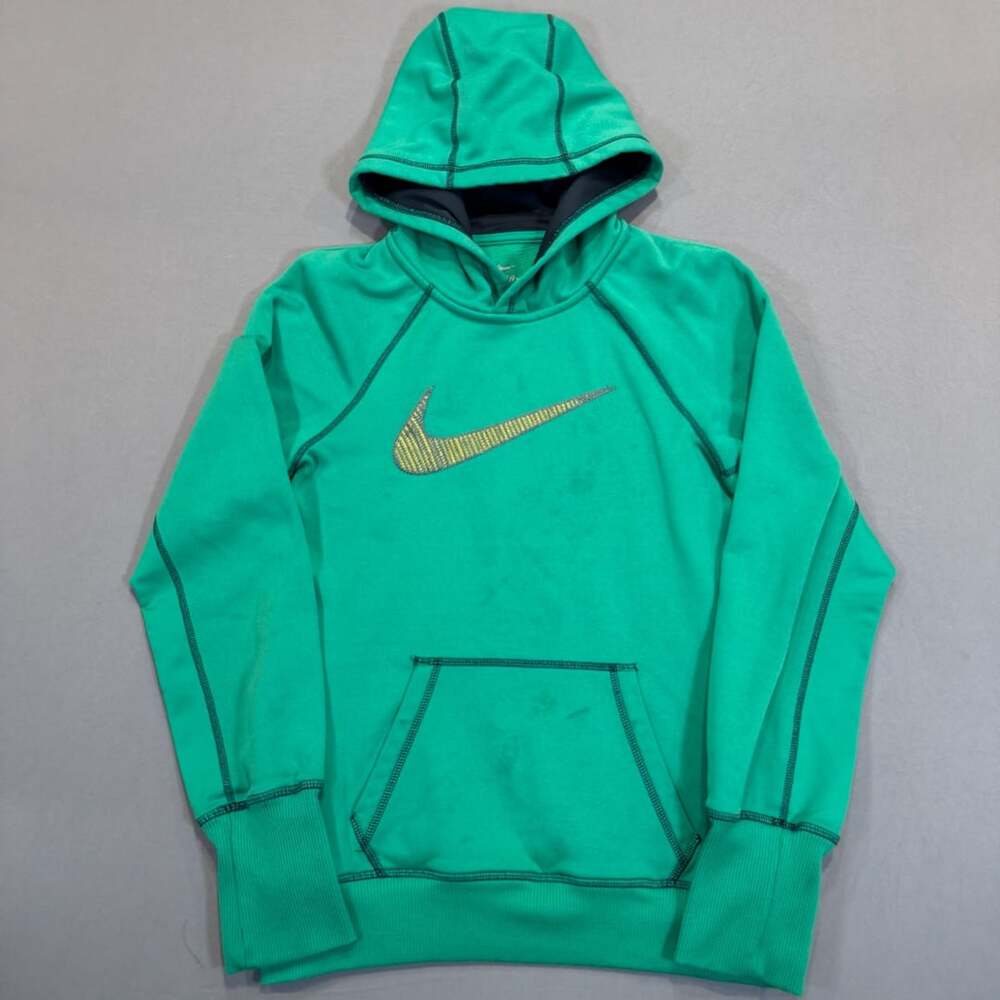 Nike Therma-Fit Hoodie Size S Green Woven Swoosh